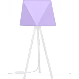 Edron Lampenschirm Tischlampe Modern - Elegante Nachttischlampe - Tischleuchte E27 - 46x22,5 cm - Weiß und Violett Diamant - Edron - Weiß, Violett