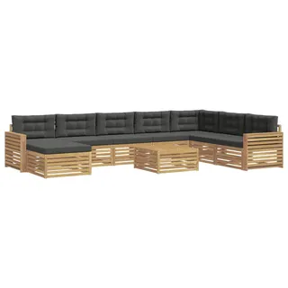 vidaXL Outdoor-Sofagarnitur 9 Stk. Weiß und Anthrazit - Weiß