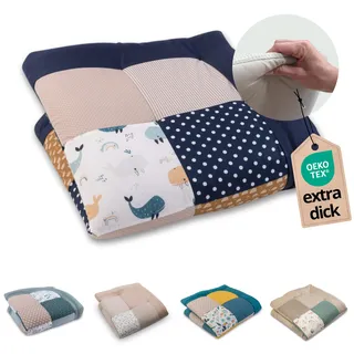 ULLENBOOM Krabbeldecke für Baby 100x100 cm - Dick und weich gepolstert | Außenmaterial: 100% Baumwolle, Alle Materialien OEKO-TEX zertifiziert, Made in EU, Schadstoffgeprüft und waschbar