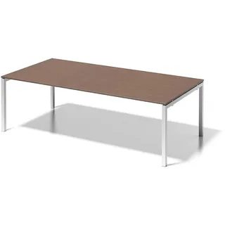 BISLEY Cito Chefarbeitsplatz/Konferenztisch, 740 mm höhenfixes U-Gestell, Metall, Wn396 Dekor Nußbaum, Gestell Verkehrsweiß, 120 x 240 x 85 cm