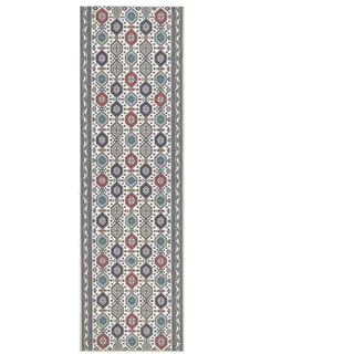 Beliani Hacilar Teppichläufer 60 x 200 cm Beige/Blau/Rot