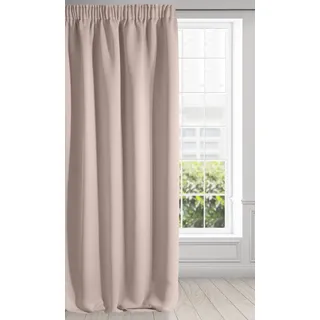 Eurofirany Logan Vorhang Blickdicht, Blackout, Satin Verdunkelungsvorhang mit Kräuselband-1 STK. Elegant, Glatt, Einfarbig, Wohnzimmer, Schlafzimmer, Puder Rosa, 135x270 cm