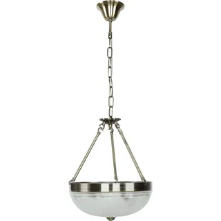 Hängelampe Jugendstil Messing antik Weiß Metall Echtglas 2-flammig Pendelleuchte Wohnzimmer Esstisch - Bunt
