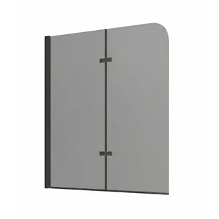 Badplaats Badewanne Austin 110 x 140 cm Schwarz - Drehbare Duschtrennwand mit 5 mm ESG Rauchglas, Nano-Beschichtung - Schwarz