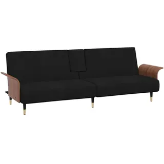 vidaXL Schlafsofa mit Getränkehaltern Schwarz Samt - Schwarz