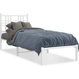 vidaXL Metallbett ohne Matratze mit Kopfteil Weiß 75x190 cm