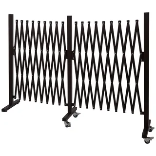 Mendler Absperrgitter HWC-B34, Zaun Scherengitter Trenngitter, Alu ausziehbar Laufrollen braun ~ Höhe 109cm, Breite 60-530cm