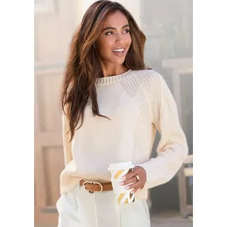 LASCANA Strickpullover mit Grobstrick-Details Beige