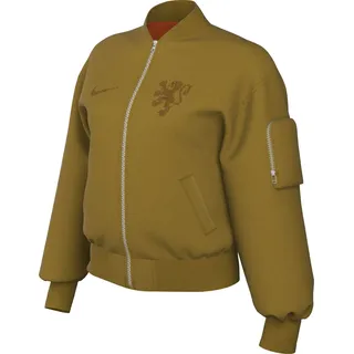 Niederlande Essential Nike Football Oversize-Bomberjacke Für Damen, Bronzine/Safety Orange/Schwarz, HJ4439-716, S