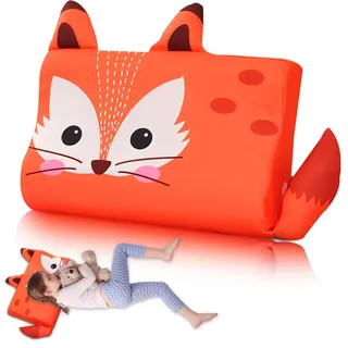 SGZIOO Schlummerkids Kissen, 45 * 27 * 6cm Calmly Kinderkissen, Atmungsaktiv Kissen Kinder, Einzigartige Tiere Kinderkopfkissen, Ergonomisch Schlummerkissen Kinder, für Kleinkind Schlaf (Fuchs)