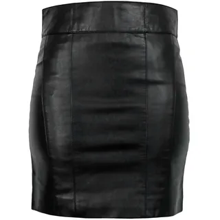 Minirock RICANO "Lederrock 1265 Skirt", Damen, Gr. L, schwarz, Obermaterial: 100% Lammnappaleder LANA., schmal, Röcke Minirock, Handgefertigt aus echtem Leder