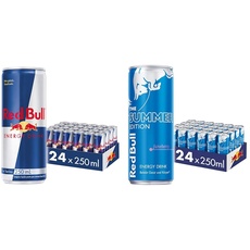 Set: Red Bull Energy Drink, 24 x 250 ml, OHNE PFAND + Red Bull Energy Drink Sea Blue Edition, 24 x 250 ml, OHNE PFAND