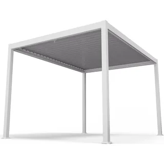Blumfeldt LuminaHaven Lamellen-Pergola 3x4 m - wetterfester Garten-Pavillon mit starker Aluminiumstruktur, wasserdichten Stahllamellen, winterfest - Weiß