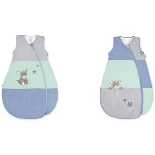 Sterntaler Funktionsschlafsack für Kleinkinder, Esel Emmi, Ganzjährig, Wärmeregulierung, Reißverschluss, 110 cm, Blau/Mehrfarbig & Sommer-Schlafsack für Kleinkinder