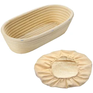 Westmark Gärköbchen-Set, 2tlg., Gärkörbchen oval + Bezug, Peddigrohr/Baumwolle, Hellbeige/Beige, 3204227B