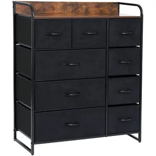 lyncohome Kommode mit Schubladen aus Stoff, Sideboard mit 9 Stoffschubladen, Schubladenschrank Ordnungsmöbel Schrank mit 2 Griffe für Küche Büro Flur