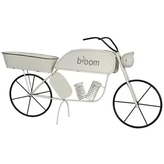 DRW Motocarro Blumenkasten und Tablett aus Metall in Weiß und Schwarz, 58 x 116 x 28 cm