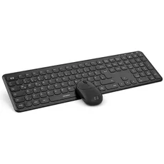 seenda Kabellose Tastatur und Maus Set, Ultradünne Fullsize Funktastatur mit Maus mit USB Emfänger für PC/Laptop/Smart TV/Zuhause/Büro, QWERTZ Layout und Leises Klick(Schwarz)