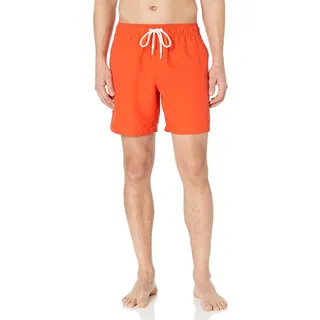 Amazon Essentials Herren Badehose, Schnell Trocknend, 18 cm - Auslauffarben, Kräftiges Orange, L