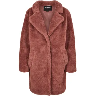 URBAN CLASSICS Ladies Oversized Sherpa Coat in darkrose | Pink,Rosa - S