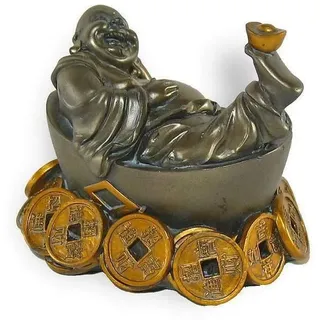 Lachineuse - Statuette lachender Buddha Fortune – Statue Buddha liegend 11 cm Farbe Gold & Bronze – Dekoration Feng Shui – chinesisches Zen-Dekoobjekt für den Innenbereich, Geschenkidee China Asien