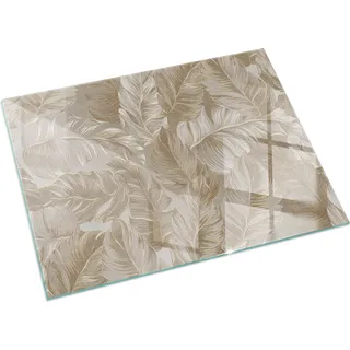 Blatt mit subtilen Mustern – Glasbodenplatte für – Kaminofen – Kaminplatte Glas – Schutzglas – Funkenschutzplatte –Glasbodenplatte Feuerfeste – Hitzeschutzplatte – Bodenschutz aus Glas – 60x40 cm