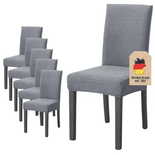 Stuhlhusse (6-tlg. Set) , Grau , Kunststoff , 1x38 cm , Heimtextilien, Bezüge, Stuhlhussen