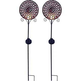 LUXFORM Gartenleuchte »Solar-Erdspieß-Gartenlampe - Mandala - 2 Stück« LED-Modul 2 Stk. Dekoratives Gartenornament, braun