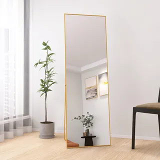 ProximaX Standspiegel 162x53cm Ganzkörperspiegel mit prächtigem Golden Metallrahmen - HD Großformat für elegantes Wohnen und Ankleiden - Gold