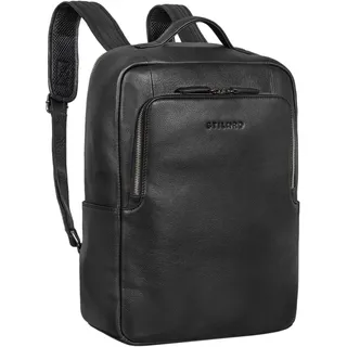 STILORD Sören Business Rucksack Leder mit Laptop-Fach 15-16 Zoll Vintage Lederrucksack groß Business Rucksack Herren und Damen Tagesrucksack Echtleder Farbe:schwarz