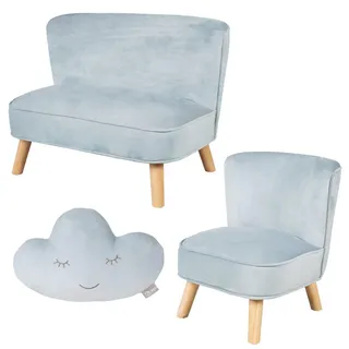 Roba Kindersofa 3er-Set hellblau , Hellblau , Textil , Füllung: Polyester , 70x50x48 cm , Babymöbel & Kindermöbel, Babyzimmer, Kindersessel & Kindertische
