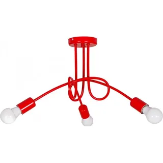 Light-Home Edison Deckenbeleuchtung Lampen Deckenlampen - Deckenlampe Industrial für Wohnzimmer Schlafzimmer und Esszimmer aus Metall - Pendelleuchte 3-Flammig - Rot - Rot