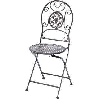 Kobolo Metallstuhl Gartenstuhl Vintage Stuhl aus Metall klappbar Braun - 91cm H | Bistrostuhl BalkonmöbelKlappstuhl Terrassenmöbel Sitzgarnitur Garten - Schwarz