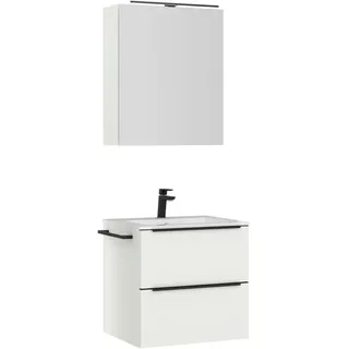 Nobilia Badezimmer , Schwarz, Weiß , Metall , 2,2 Schubladen , G , 61 cm , Goldenes M, Made in Germany , Griffeauswahl, hängend, Zusatzausstattung erhältlich, Typenvielfalt , Badezimmer, Badmöbelsets & Badmöbelserien, Badmöbel-Sets