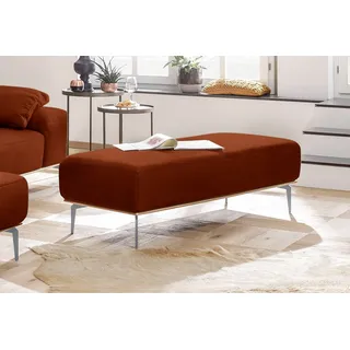 W.SCHILLIG Polsterhocker »run« mit elegantem Holzsockel, Füße in Silber matt, Breite 150 cm, orange