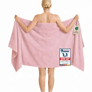 Komfortec Badetuch 100x200 cm aus 100% Baumwolle | XXL Saunatuch, Großes Duschtuch, Weich & Saugstark, Rosa
