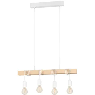 Eglo Hängeleuchte , Braun, Weiß , Holz, Metall , massiv , länglich , 10.5x110x70 cm , Lampen & Leuchten, Leuchtenserien