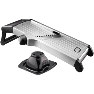 GEFU Gemüsehobel WELO, Edelstahl, Kunststoff, (Set, Gemüsehobel,Schneidplatinen), geeignet für Zwiebeln, Gurken, Kohl, Karotten, Kartoffeln, Äpfel silberfarben