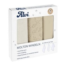 Alvi® Molton-Windeln 3er Pack Starfant 80 x 80 cm, 80x80 cm