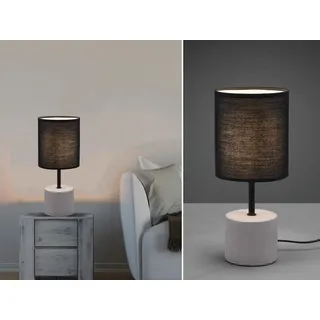 Tischleuchte BEN 35cm, Beton Fuß & Stoffschirm Schwarz - Schwarz