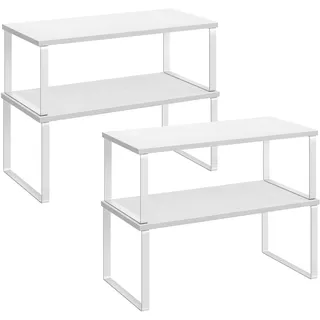 SONGMICS Gewürzregal, 4er Set, erweiterbar, stapelbar, mit Metallrahmen | Küchenregal, Küchen-Organizer, Gewürzhalter, 39,7 x 19,5 x 15,8 cm, 39,7 x 18,5 x 13,7 cm, Weiß, BYSTRO Kollektion KCS028W01