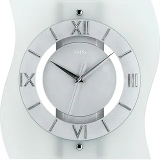 AMS Funk-Wanduhr, Funkwerk, 30x32x6cm, 5909 - Silber