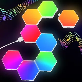 Hexagon LED Panel - RGB Smart Lights Sechseck Wandleuchten Gaming Wand Licht Musik Sync - 8 Pack Lichtpanels Gaming Stimmungslichter Deko
