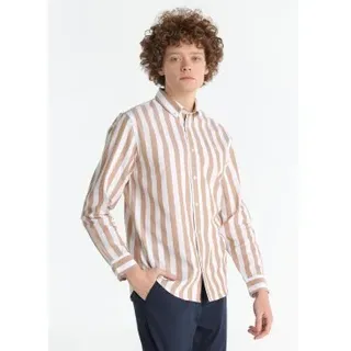 Lois Jeans für Herren. 145603030 Braunes Oxford-Hemd (S), Lässig, Baumwolle, Langarm