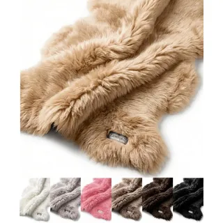 LANAMED Echtes Merino Lammfell Hell-Beige 95cm Premium | Langhaar Lammfell mit zarter geruchsfreier Wolle. Fell Teppich chromfrei gegerbt superweich & waschbar – schadstofffrei.