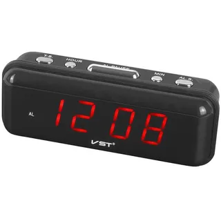 Moderner LED-Wecker VST-738 mit 24-Stunden-Anzeige, 14,5x5,5x5 cm - Schwarz