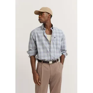 Langarmhemd BUGATTI, Herren, Gr. 4XL, Normalgrößen, beige (60, taupe), 100% Baumwolle, kariert, normal, eckige 2-Knopf-Manschette, Hemden Langarmhemd, mit Karo-Muster
