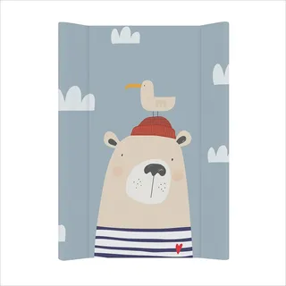 Rotho Babydesign Wickelauflage Keil (50 x 70 cm) - wickelauflage - wickeltischauflage - abwaschbar - wickelmatte - wasserdicht - Motiv Bär Ahoi