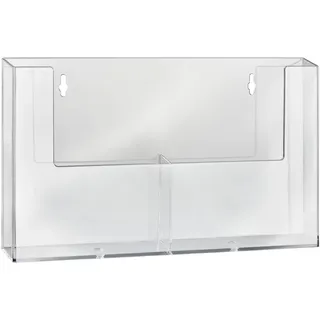 Wandprospekthalter A5 hoch, transparent, 2 Fächer, Polystyrol, PS