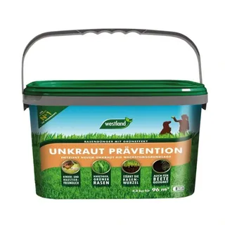 Westland Rasendünger Unkrautprävention 4,8 kg – Natürlicher Lawn Food für bis zu 96 m2, beugt Unkraut wirksam vor & fördert sattgrünes Wachstum, nitratfrei, ganzjährig einsetzbar